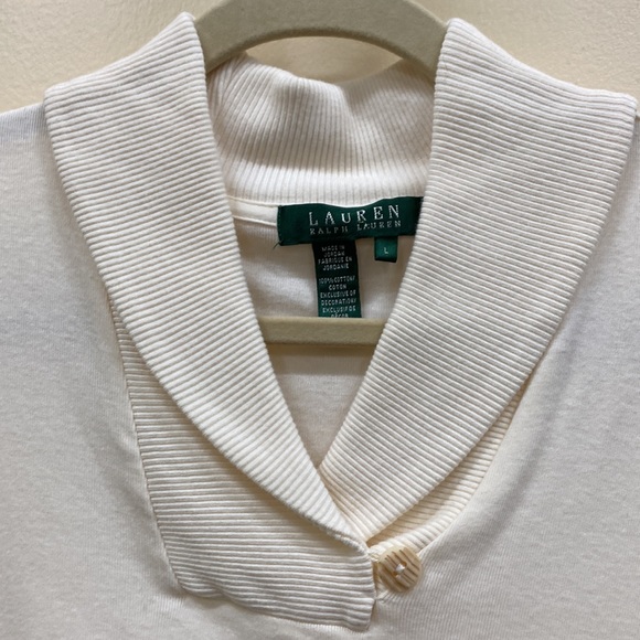 Lauren Ralph Lauren L cotton long sleeve slip on V-neck top - Picture 5 of 5